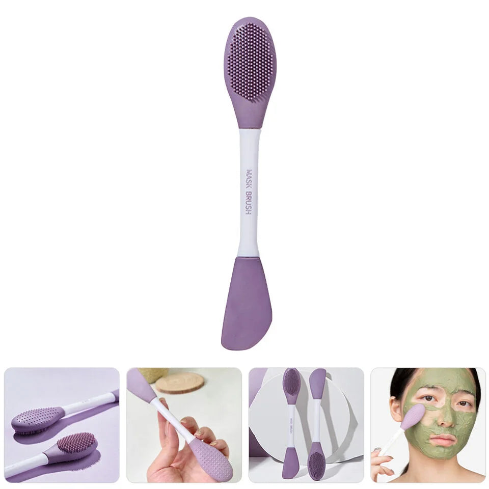 Double Head Silicone Face Care Brush | Gentle Exfoliating & Mask Applicator Tool