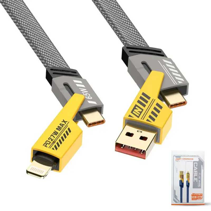 4-in-1 Multi USB PD Fast Charging Cable – Type-C & USB to Lightning / Type-C