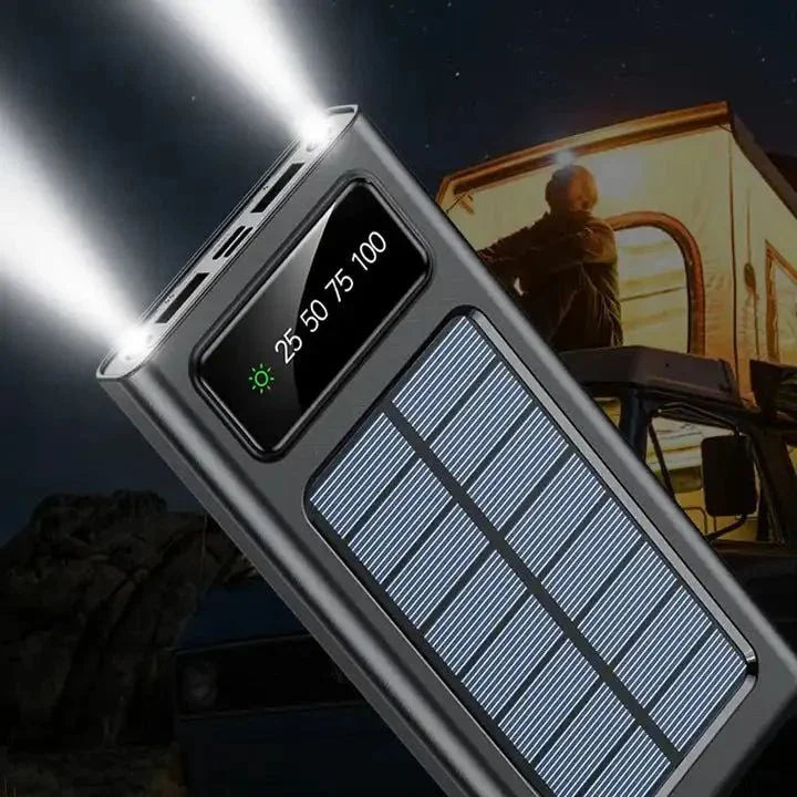 Solar Power Bank 20000mAh with Built-In Cables and LED Display