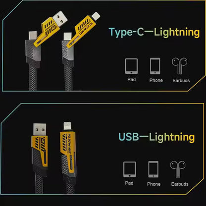 4-in-1 Multi USB PD Fast Charging Cable – Type-C & USB to Lightning / Type-C