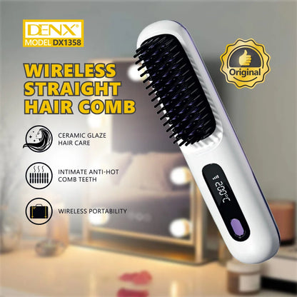 Wireless Straight Hair Comb – Cordless Rechargeable Hair Straightener Brush