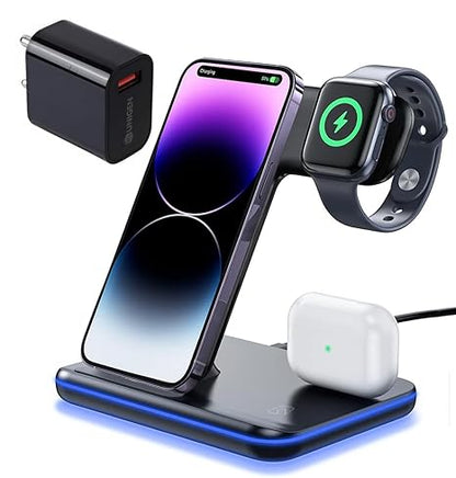 3-in-1 Wireless Charging Station for iPhone, Apple Watch & AirPods