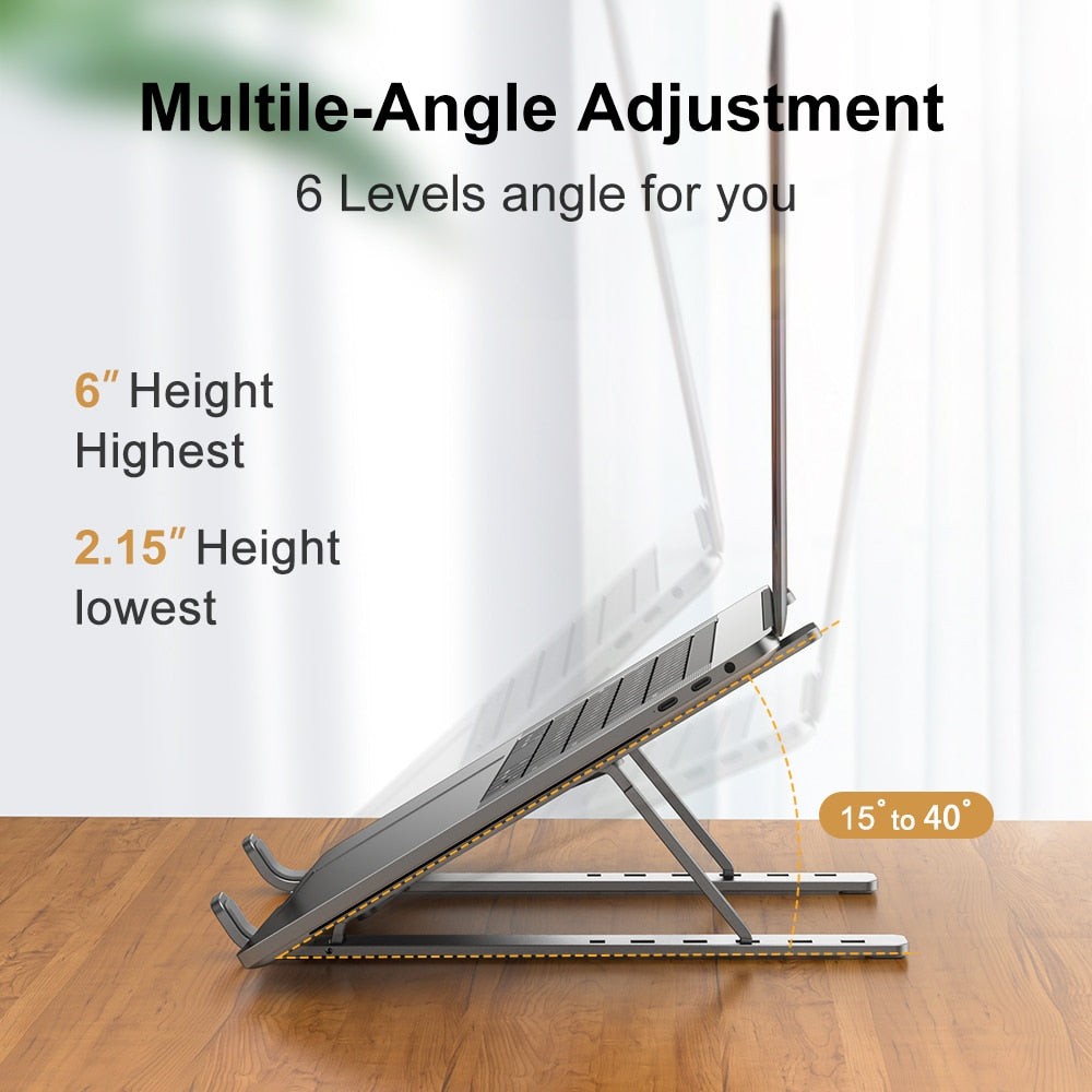 Foldable Laptop Stand for Desk – Height Adjustable Laptop Riser