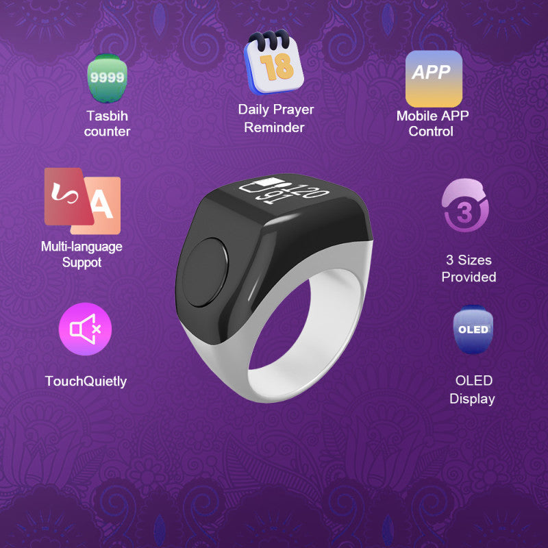 Smart Tasbeeh Ring Digital Counter – Islamic Zikr & Prayer Ring