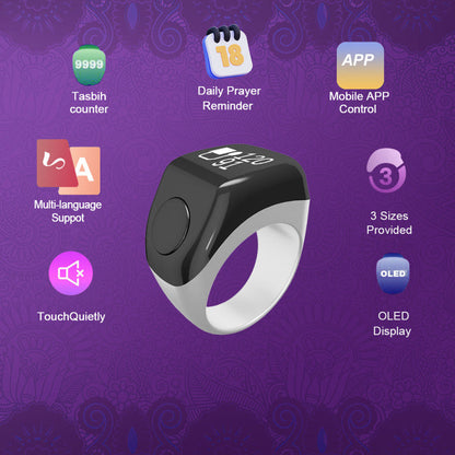 Smart Tasbeeh Ring Digital Counter – Islamic Zikr & Prayer Ring