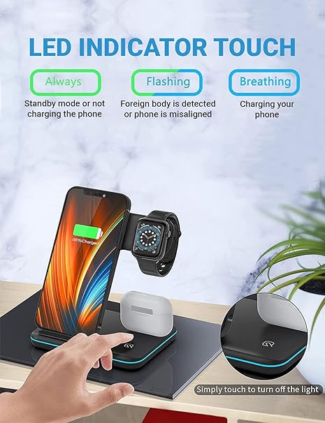 3-in-1 Wireless Charging Station for iPhone, Apple Watch & AirPods