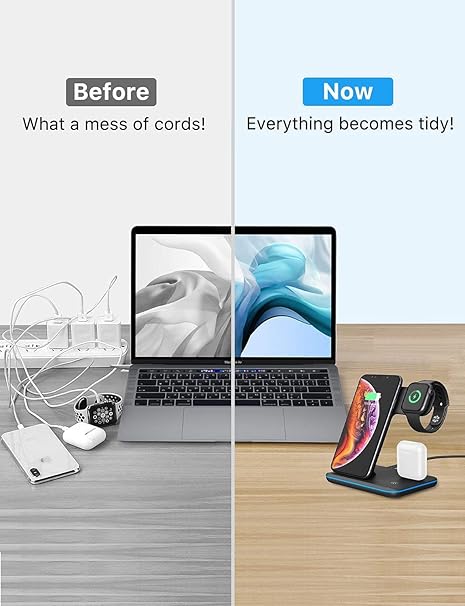 3-in-1 Wireless Charging Station for iPhone, Apple Watch & AirPods